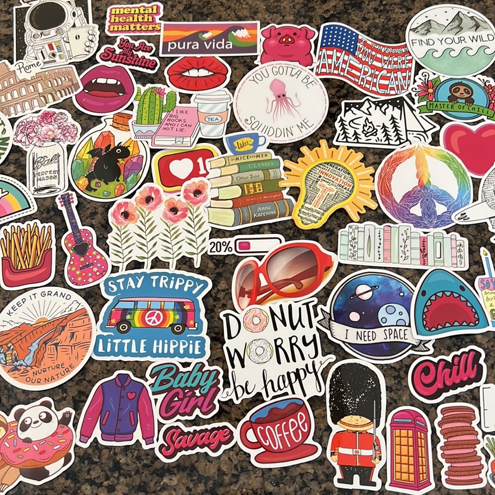 Assorted Stickers / Water Bottle Sticker Bundle (75) - Picture 3 of 4